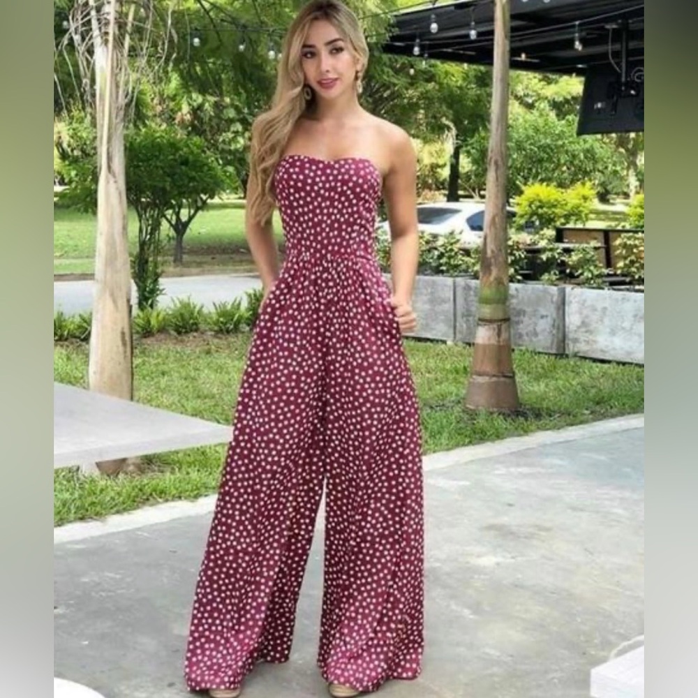 Polka Dot Wide Leg Jumpsuit